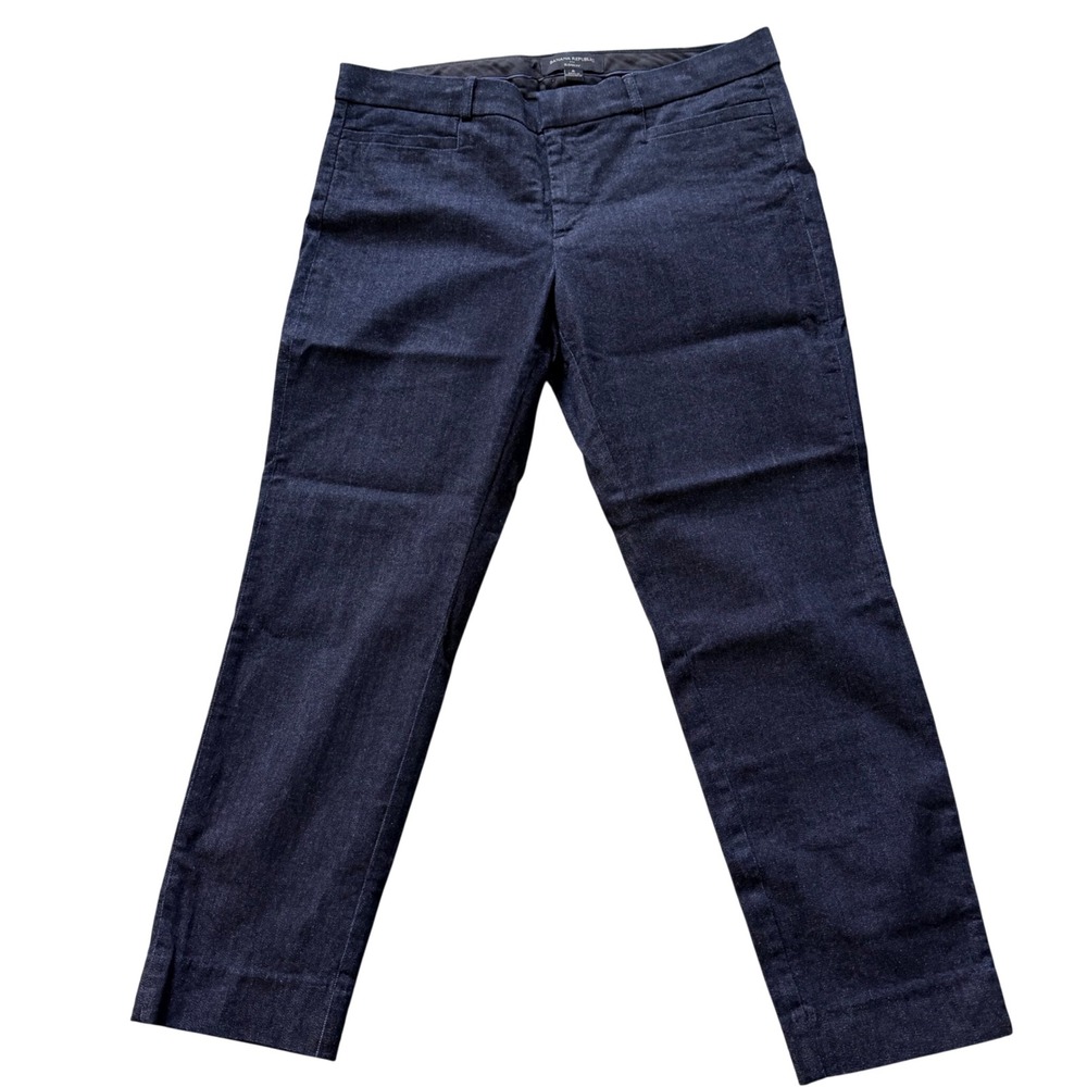 Banana Republic Sloan Fit Pants Womens 8 Blue Dark Wash Denim Ankle Slim Career